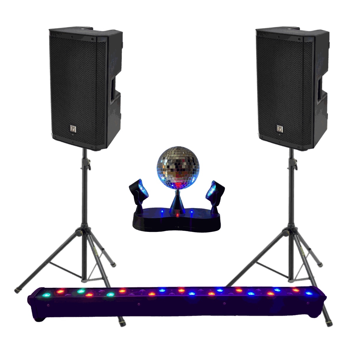 PARTY Paket – Electro-Voice ZLX Stereo-Set mit Licht und Discokugel
